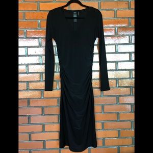 Norma Kamali ruched black dress size M